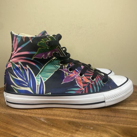 Converse Chuck Taylor All Star High Floral Tropical Womens Purple Size 8 Shoes - Picture 3 of 10